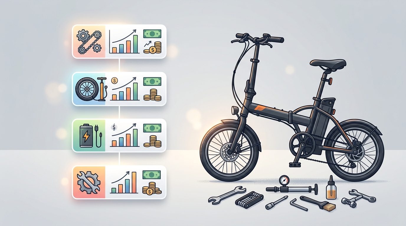 自転車のパンク修理やメンテナンスの工具と費用をイメージした図解